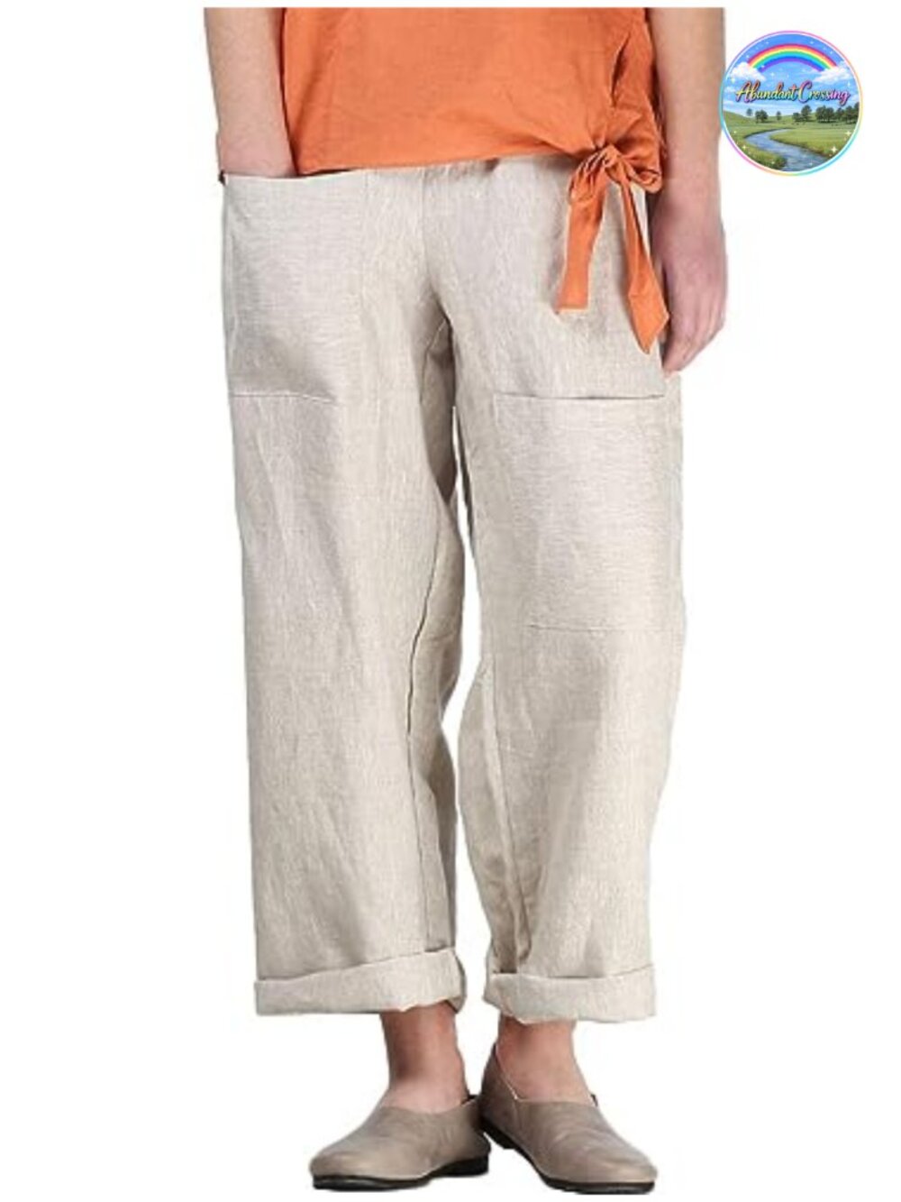 Women's Cotton Linen Wide Leg Harem Pants